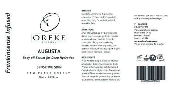 AUGUSTA: Frankincense infused for deep hydration Oreke of London